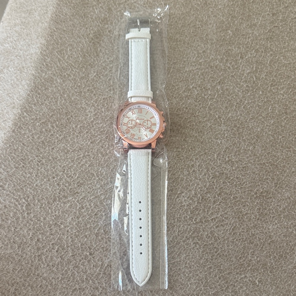 Geneva Rose Gold and White Watch